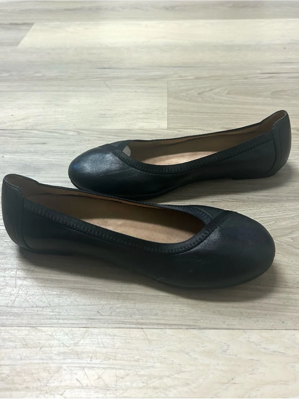 Vionic Ballet Flats Caroll Womens 7.5 Black Leather Slip On Comfort Classic Chic